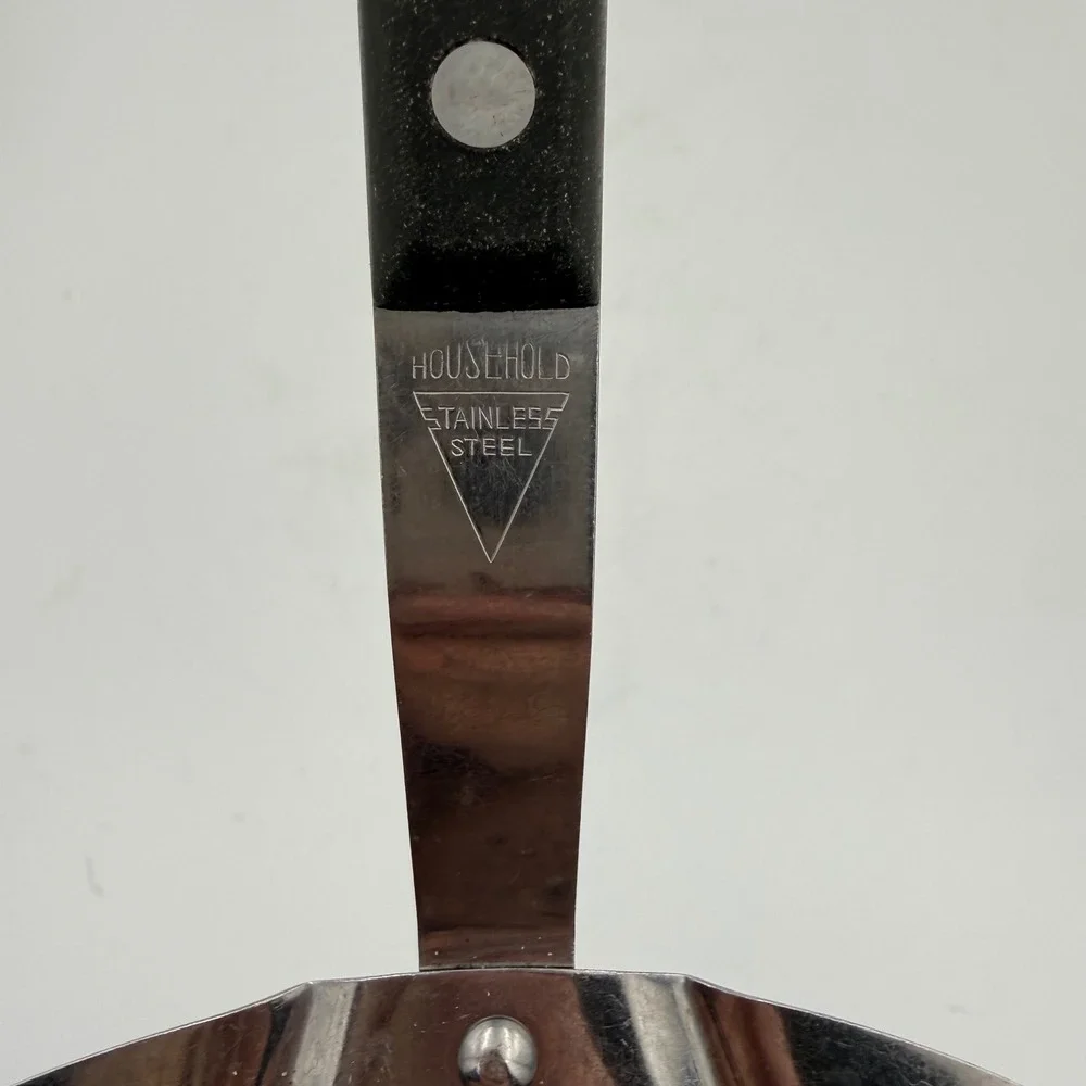 Vintage Household Stainless Steel Curved Spatula Wide Perforated Turner Japan